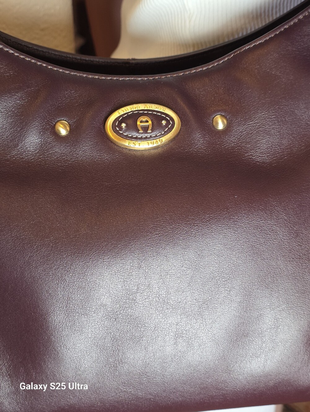 Vintage Etienne Aigner Bordeaux Leather EST 1949 Logo Bag - Excellent Condition - Picture 7 of 17